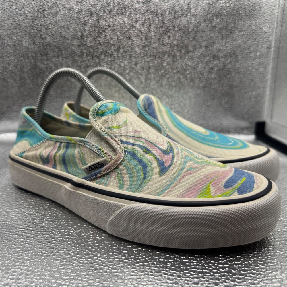 Size 9 Vans Slip-On SF Shoes Womens Blue Marble Swirl Excellent Collapsible Heel